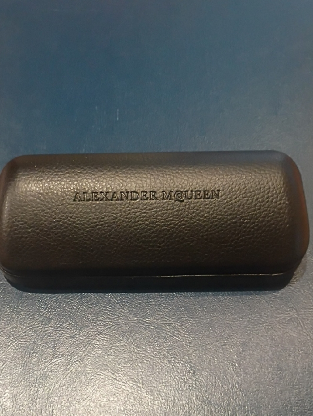 Alexander McQueen Black Pebbled Faux Leather Glasses Case